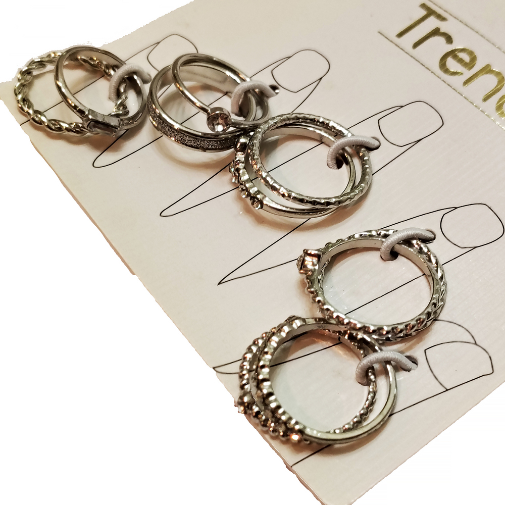 Trendz Assorted Silver Tone Rings - Picture 2 of 3